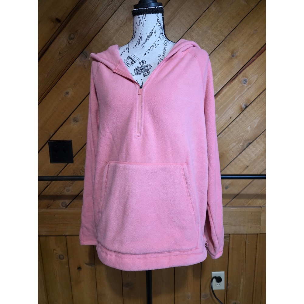Bass Outdoor Mauve Glow Half Zip Fleece Hoodie Women L Pink Pullover NWT
